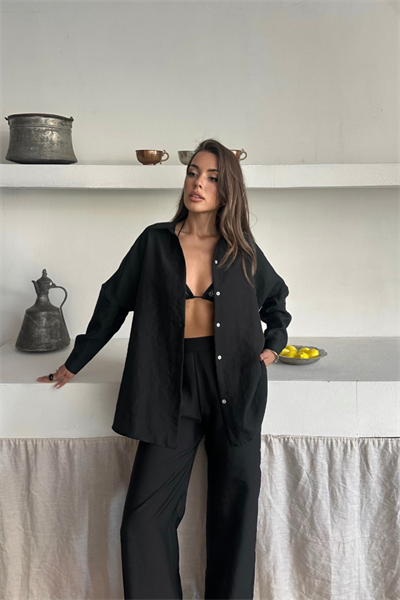 GÖMLEK-PANTOLON TAKIM CUPRA KUMAŞ - Siyah