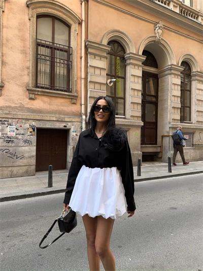 GÜLLÜ GÖMLEK - Siyah