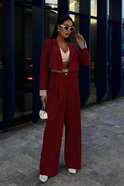 Garni Detaylı Crop Ceketli Takım 10075