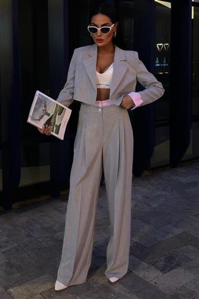 Garni Detaylı Crop Ceketli Takım 10075