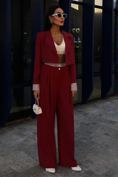 Garni Detaylı Crop Ceketli Takım 10075