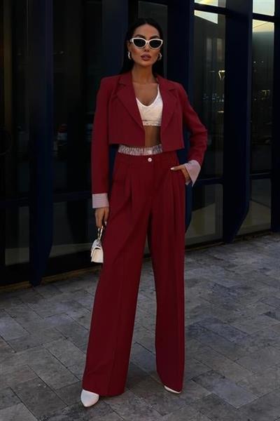 Garni Detaylı Crop Ceketli Takım 10075