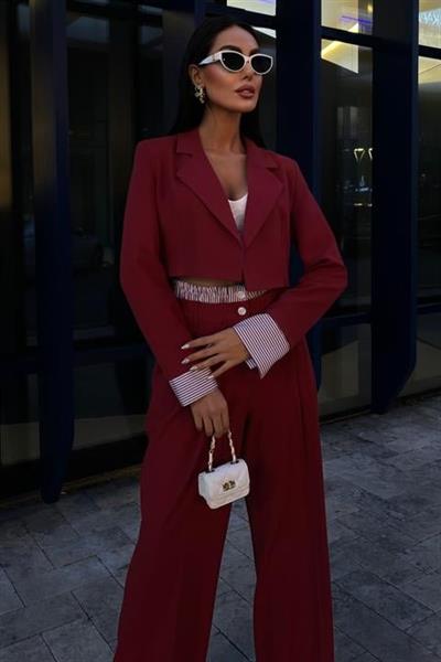 Garni Detaylı Crop Ceketli Takım 10075