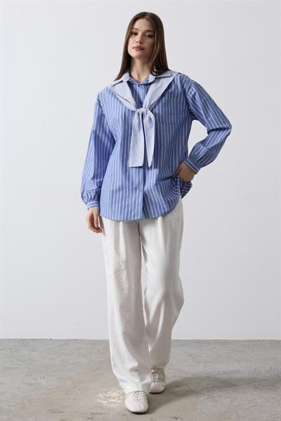 Garni Detaylı Gömlek - Lacivert