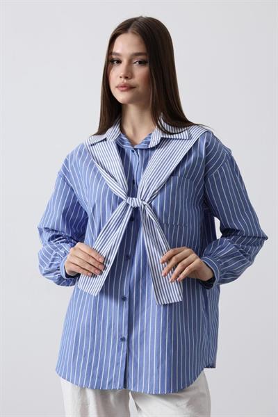 Garni Detaylı Gömlek - Lacivert