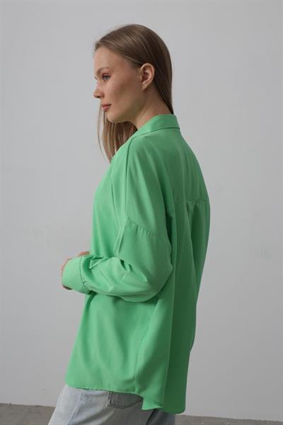 Geniş Manşet Detaylı Gömlek - A.Yeşil