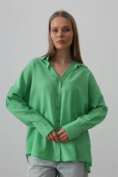 Geniş Manşet Detaylı Gömlek - A.Yeşil