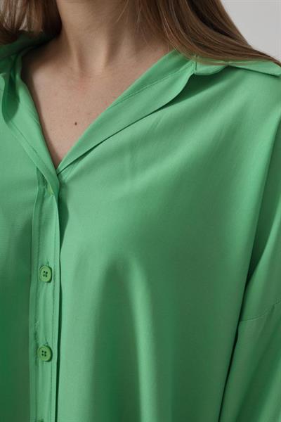 Geniş Manşet Detaylı Gömlek - A.Yeşil