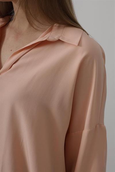 Geniş Manşet Detaylı Gömlek - Açık Somon