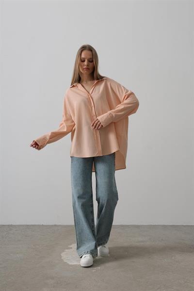 Geniş Manşet Detaylı Gömlek - Açık Somon