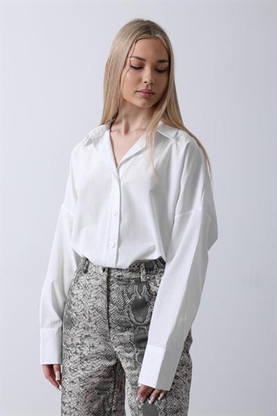 Geniş Manşet Detaylı Gömlek - Beyaz