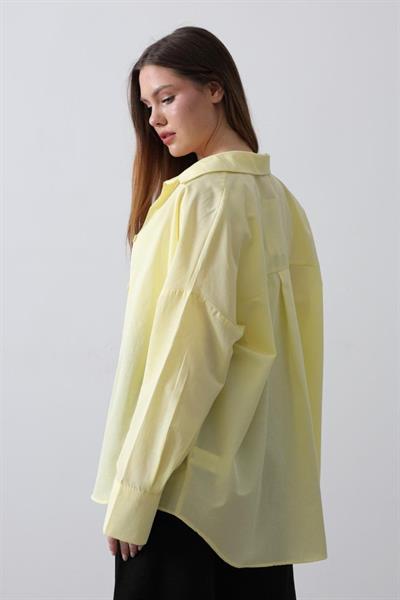 Geniş Manşet Detaylı Gömlek - Sarı