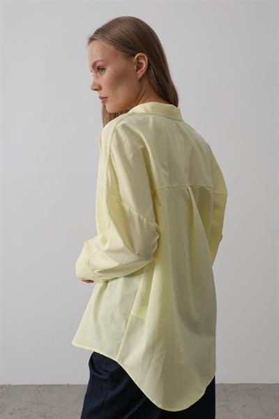 Geniş Manşet Detaylı Gömlek - Sarı