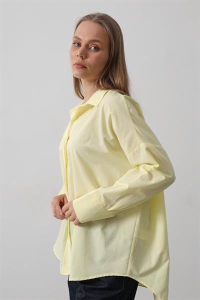 Geniş Manşet Detaylı Gömlek - Sarı
