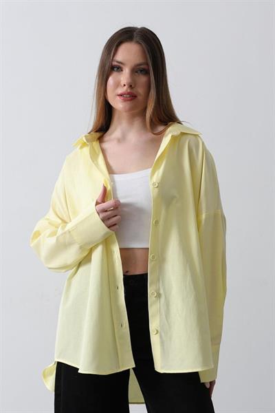 Geniş Manşet Detaylı Gömlek - Sarı
