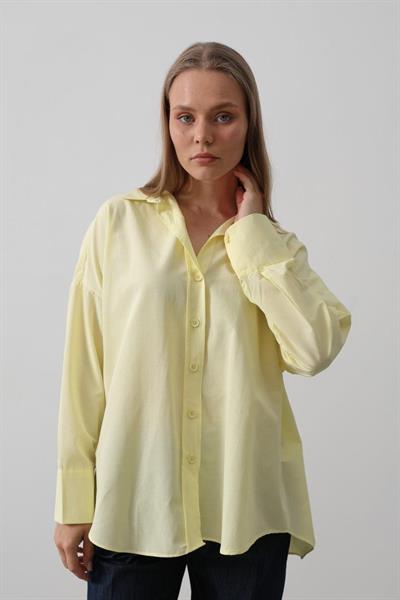 Geniş Manşet Detaylı Gömlek - Sarı