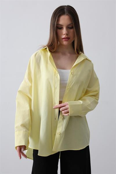 Geniş Manşet Detaylı Gömlek - Sarı