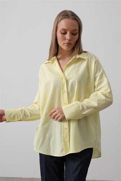 Geniş Manşet Detaylı Gömlek - Sarı