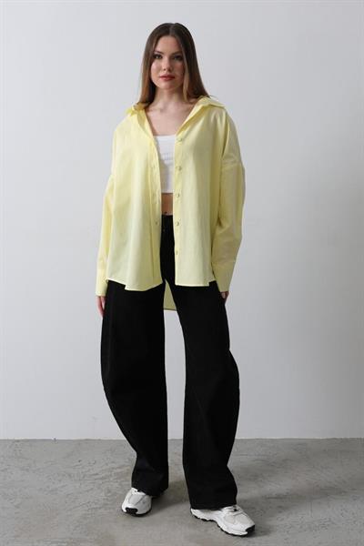 Geniş Manşet Detaylı Gömlek - Sarı