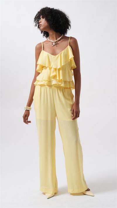 Geniş Paça Astarlı Tül Pantolon