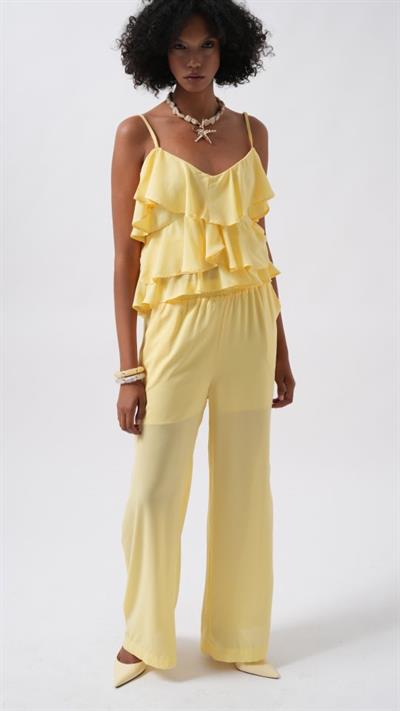 Geniş Paça Astarlı Tül Pantolon