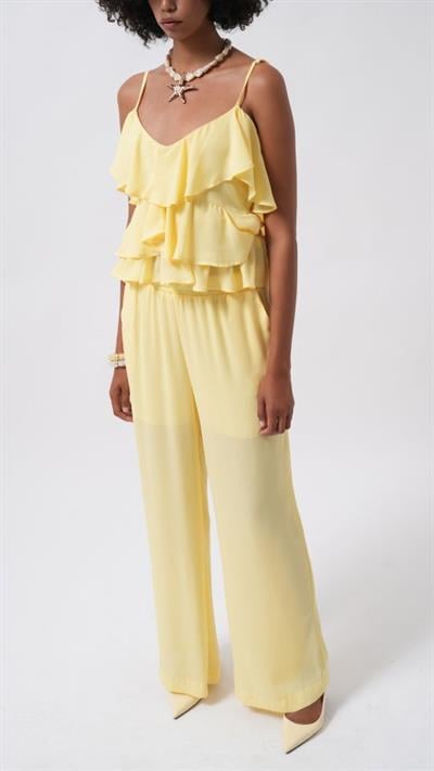 Geniş Paça Astarlı Tül Pantolon