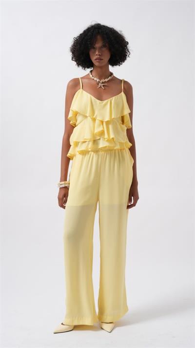 Geniş Paça Astarlı Tül Pantolon