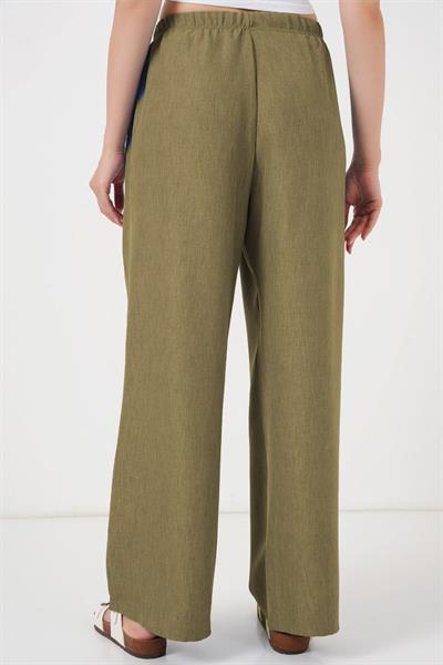 Geniş Paça Keten Pantolon 6735 - Çağla