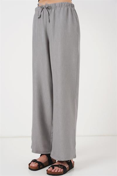 Geniş Paça Keten Pantolon 6735 - Gri