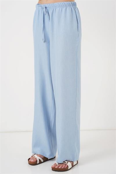 Geniş Paça Keten Pantolon 6735 - Mavi