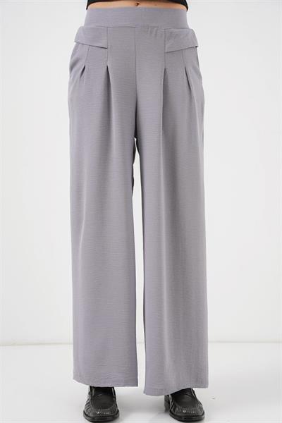 Geniş Paça Pileli Pantolon 6718 - Gri