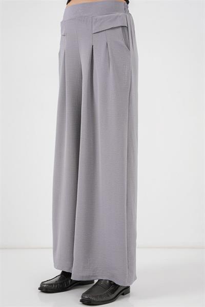 Geniş Paça Pileli Pantolon 6718 - Gri