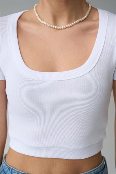 Geniş Yaka Bady - Beyaz