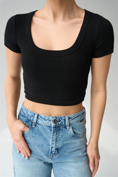 Geniş Yaka Bady - Siyah