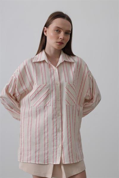 Gömlek - Bej Pembe