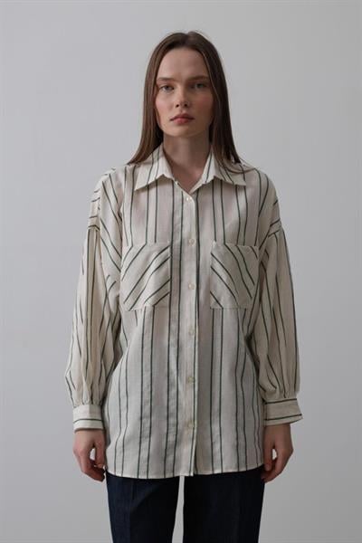 Gömlek - Bej-Yeşil