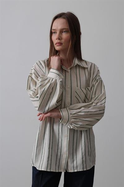 Gömlek - Bej-Yeşil