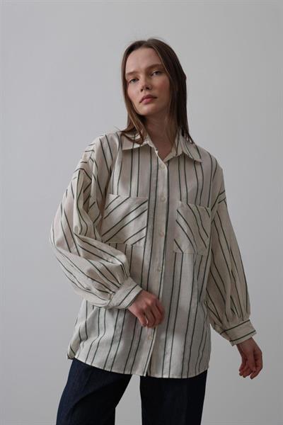 Gömlek - Bej-Yeşil