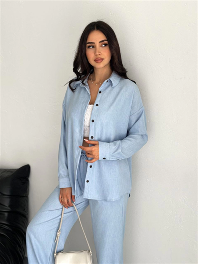 Gömlek Pantolon Ikili Takım - Bebek Mavisi