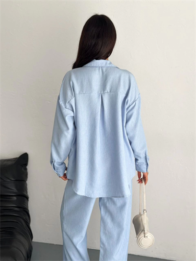 Gömlek Pantolon Ikili Takım - Bebek Mavisi