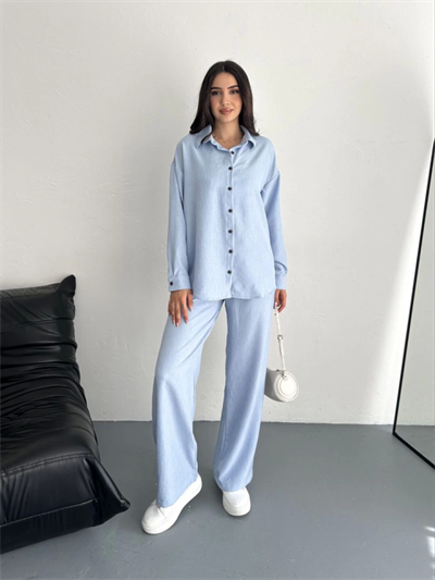 Gömlek Pantolon Ikili Takım - Bebek Mavisi