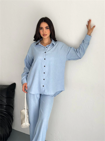 Gömlek Pantolon Ikili Takım - Bebek Mavisi