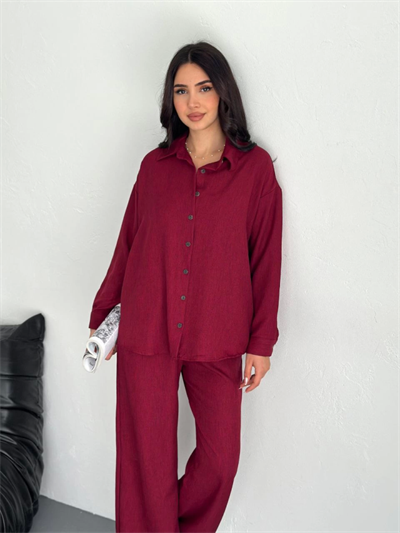 Gömlek Pantolon Ikili Takım - Bordo