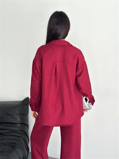 Gömlek Pantolon Ikili Takım - Bordo