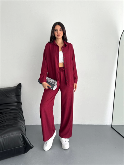 Gömlek Pantolon Ikili Takım - Bordo