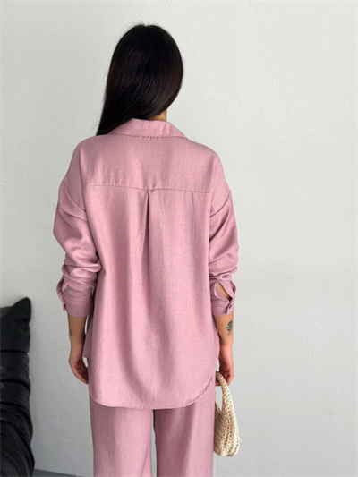 Gömlek Pantolon Ikili Takım - Toz Pembe