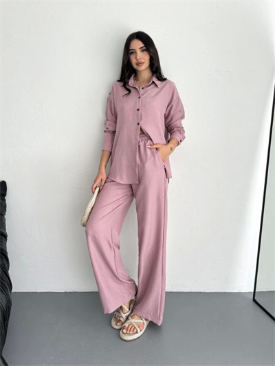 Gömlek Pantolon Ikili Takım - Toz Pembe