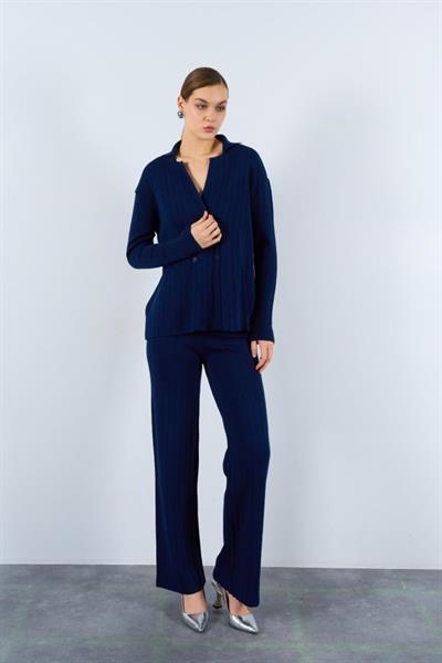 Gömlek Yaka Düğmeli Takım - Lacivert