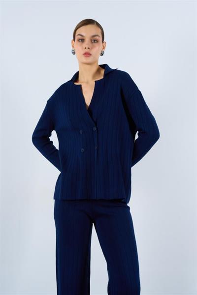 Gömlek Yaka Düğmeli Takım - Lacivert