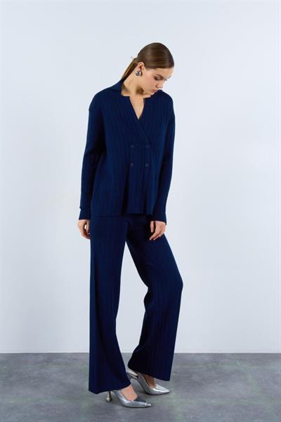 Gömlek Yaka Düğmeli Takım - Lacivert